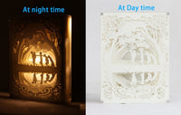 Kráska a zvíře 3D vyřezávání z papíru Světlo Teplá noční LED světelná lampa LED Stolní světlo Dekorace lampy Dárky Děti Dárky Dárky k narozeninám Vánoční dárky