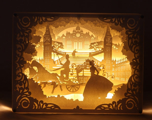 Cinderella 3D Paper Carving Light Warm Night LED Light Lamp LED Desk Light Lamp  Decoration Cinderella Gifts Children Gift Birthday Gifts Christmas Gifts