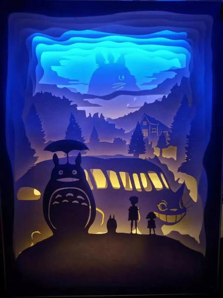Totoro 3D vyřezávání papíru Světlo Teplá noční LED světelná lampa LED Stolní světelná lampa Dekorace Totoro Dárky Děti Dárky Dárky k narozeninám Vánoční dárky