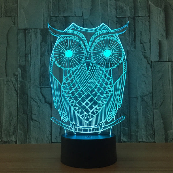 The owl 3D Illusion Led Table Lamp 7 Color Change LED Desk Light Lamp The owl Decoration