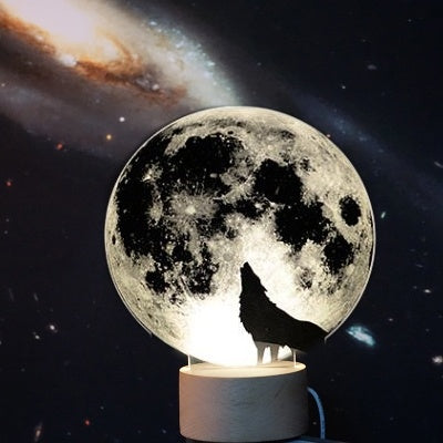 Moon Wolf 3D led lampa Wolf LED stolní lampa Wolf Dárky k narozeninám Vánoční dárky