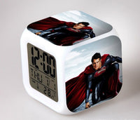 Superman LED Colorful Lights Creative Small Alarm Clock Room Bedroom Superman Birthday Gifts Christmas Gifts