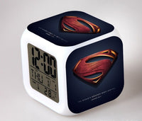 Superman LED Colorful Lights Creative Small Alarm Clock Room Bedroom Superman Birthday Gifts Christmas Gifts