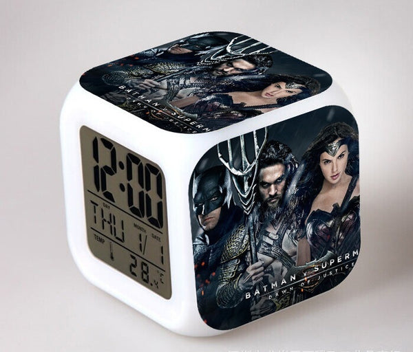 Wonder woman LED Colorful Lights Creative Small Alarm Clock Room Bedroom Wonder Woman Birthday Gifts Christmas Gifts