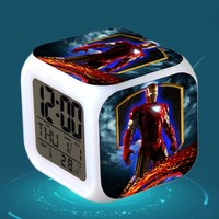 Iron man LED Barevná světla Kreativní Malý budík Pokoj Ložnice Iron Man Dárky k narozeninám Vánoční dárky