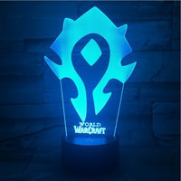World of Warcraft 3D Illusion Led Table Lamp 7 Color Change LED Desk Light Lamp World of Warcraft Gifts