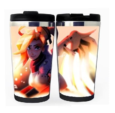 Overwatch Mercy Cup Stainless Steel 400ml Coffee Tea Cup Beer Stein Overwatch Birthday Gifts Christmas Gifts