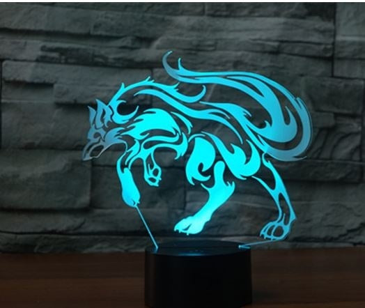 উলফ 3D ইলিউশন LED টেবিল ল্যাম্প 7 রঙ পরিবর্তন এলইডি ডেস্ক লাইট ল্যাম্প গেম অফ থ্রোনস ডাইরেউলফ ডেকোরেশন উপহার