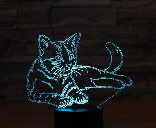 Cat 3D Illusion Led stolní lampa 7 změn barvy LED stolní lampa Dekorace pro kočky Děti Děti Dárky pro miminka
