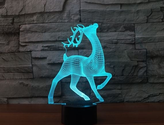 হরিণ 3D ইলিউশন LED টেবিল ল্যাম্প 7 রঙ পরিবর্তন এলইডি ডেস্ক লাইট ল্যাম্প হরিণ সজ্জা