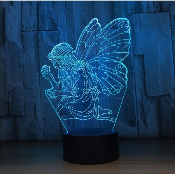 Angel 3D Illusion Led Table Lamp 7 Color Change LED Desk Light Lamp Angel Decoration