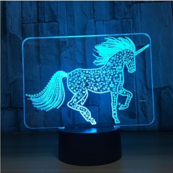 Unicorn 3D Illusion Led Table Lamp 7 Color Change LED Desk Light Lamp Unicorn Decoration