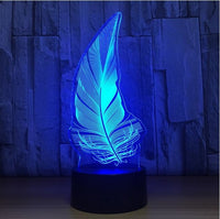 Feather 3D Illusion Led Table Lamp 7 Color Change LED Desk Light Lamp Feather Decoration