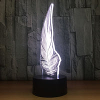Feather 3D Illusion Led Table Lamp 7 Color Change LED Desk Light Lamp Feather Decoration
