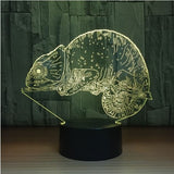 The chameleon 3D Illusion Led Table Lamp 7 Color Change LED Desk Light Lamp Chameleon Decoration Gifts