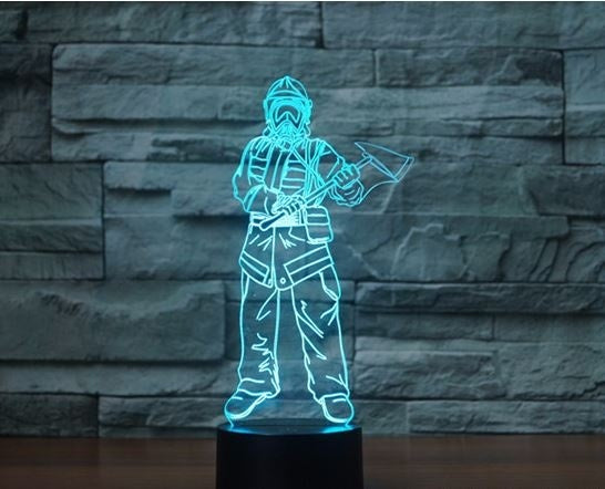 Fireman 3D Illusion Led Table Lamp 7 Color Change LED Desk Light Lamp Firefighters Gifts
