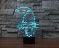 Bucerotidae 3D Illusion Led stolní lampa 7 změn barvy LED stolní lampa Bucerotidae Dárky