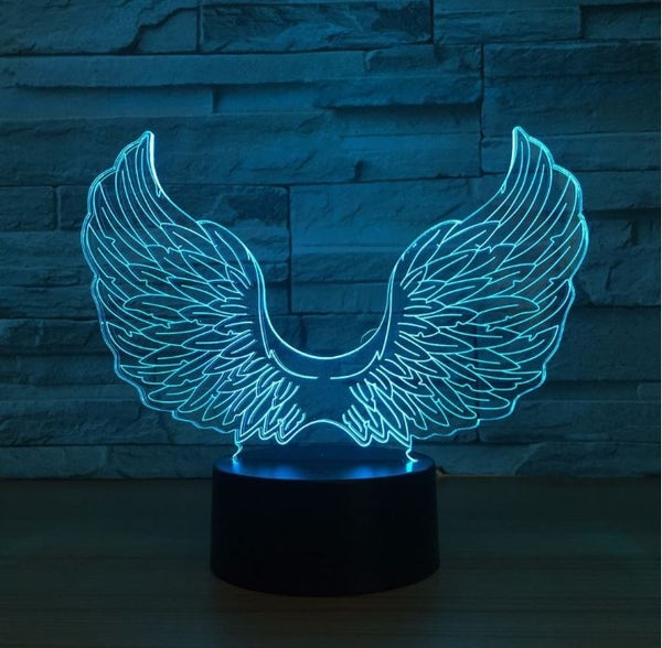 Supernatural Castiel Angel Wings 3D Illusion Led Table Lamp 7 Color Change LED Desk Light Lamp Supernatural Gifts