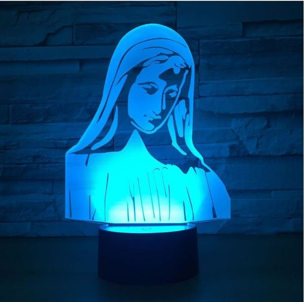 Goddess The Virgin Mary 3D Illusion Led Table Lamp 7 Color Change LED Desk Light Lamp Christian Virgin Mary Gifts