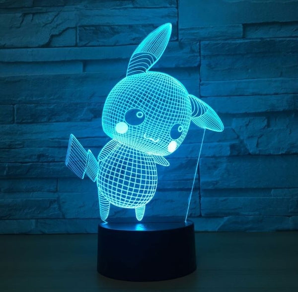 Pokemon Pikachu 3D Illusion Led Table Lamp 7 Color Change LED Desk Light Lamp Pokemon Pikachu Gifts