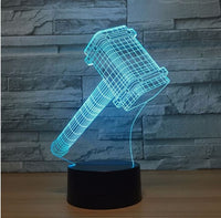 The Thor Hammer 3D Illusion LED টেবিল ল্যাম্প 7 রঙ পরিবর্তন এলইডি ডেস্ক লাইট ল্যাম্প থর হ্যামার উপহার