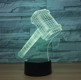 The Thor Hammer 3D Illusion LED টেবিল ল্যাম্প 7 রঙ পরিবর্তন এলইডি ডেস্ক লাইট ল্যাম্প থর হ্যামার উপহার