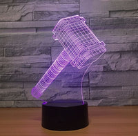 The thor Hammer 3D Illusion Led Stolní lampa LED se změnou barvy 7 LED stolní lampa The thor Hammer Gifts