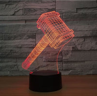 The thor Hammer 3D Illusion Led Stolní lampa LED se změnou barvy 7 LED stolní lampa The thor Hammer Gifts