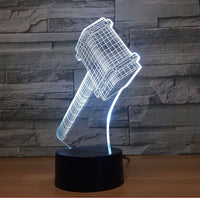 The thor Hammer 3D Illusion Led Stolní lampa LED se změnou barvy 7 LED stolní lampa The thor Hammer Gifts