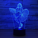 Marilyn Monroe 3D Illusion Led stolní stolní lampa 7 Color Changer Noční světlo