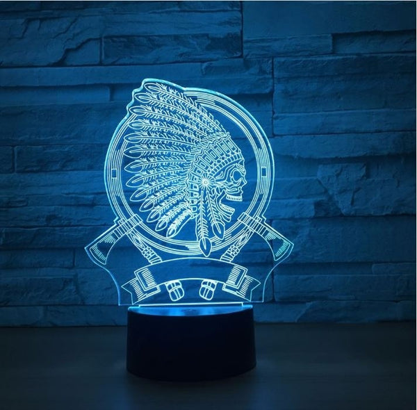 The indians 3D Illusion Led Table Lamp 7 Color Change LED Desk Light Lamp The indians Gifts