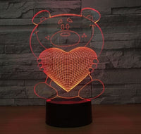 Lover bear 3D Illusion Led stolní lampa 7 změn barvy LED stolní lampa Lover bear Dekorace