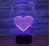 Lover bear 3D Illusion Led Table Lamp 7 Color Change LED Desk Light Lamp Lover bear Decoration