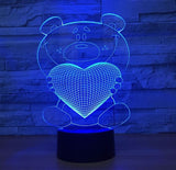 Lover bear 3D Illusion Led Table Lamp 7 Color Change LED Desk Light Lamp Lover bear Decoration