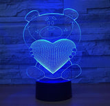 Lover bear 3D Illusion Led stolní lampa 7 změn barvy LED stolní lampa Lover bear Dekorace