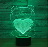 Lover bear 3D Illusion Led Table Lamp 7 Color Change LED Desk Light Lamp Lover bear Decoration