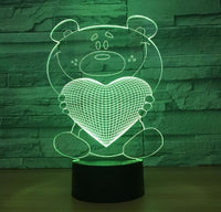 প্রেমিক ভাল্লুক 3D ইলিউশন LED টেবিল ল্যাম্প 7 রঙ পরিবর্তন LED ডেস্ক লাইট ল্যাম্প প্রেমিক ভাল্লুক সজ্জা