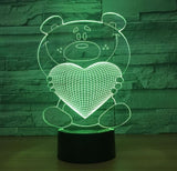 Lover bear 3D Illusion Led Table Lamp 7 Color Change LED Desk Light Lamp Lover bear Decoration