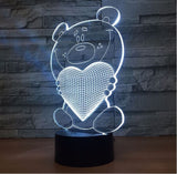 Lover bear 3D Illusion Led stolní lampa 7 změn barvy LED stolní lampa Lover bear Dekorace