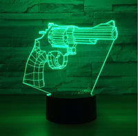 Pistol 3D Illusion Led Table Lamp 7 Color Change LED Desk Light Lamp Pistol Decoration