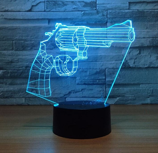 Pistol 3D Illusion Led Table Lamp 7 Color Change LED Desk Light Lamp Pistol Decoration