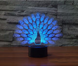 Páv 3D Illusion LED stolní lampa 7 změn barvy LED stolní lampa Dekorace páv