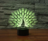 The peacock 3D Illusion Led Table Lamp 7 Color Change LED Desk Light Lamp The peacock Decoration