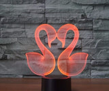 The Swan 3D Illusion Led stolní lampa 7 změn barvy LED stolní lampa Dekorace milenecké labutě