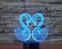 The Swan 3D Illusion Led stolní lampa 7 změn barvy LED stolní lampa Dekorace milenecké labutě