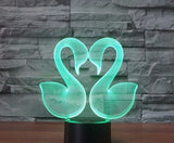 The Swan 3D Illusion Led stolní lampa 7 změn barvy LED stolní lampa Dekorace milenecké labutě