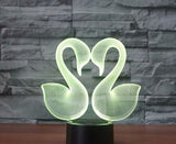 The Swan 3D Illusion Led stolní lampa 7 změn barvy LED stolní lampa Dekorace milenecké labutě
