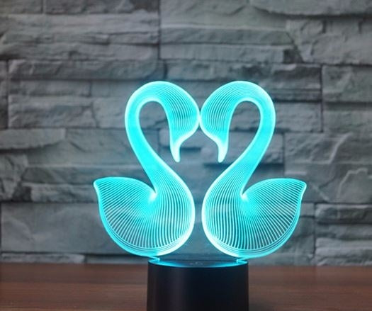 The Swan 3D Illusion Led stolní lampa 7 změn barvy LED stolní lampa Dekorace milenecké labutě