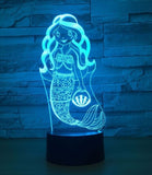 Mermaid 3D Illusion Led Table Lamp 7 Color Change LED Desk Light Lamp Mermaid Decoration