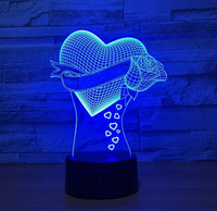 প্রেমিক হৃদয় 3D ইলিউশন LED টেবিল ল্যাম্প 7 রঙ পরিবর্তন LED ডেস্ক লাইট ল্যাম্প প্রেমিক রোজ সজ্জা